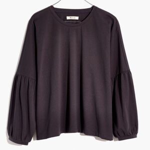 MADEWELL CREPE DROP-SHOULDER BUBBLE-SLEEVE TEE, SIZE XS, NWT.